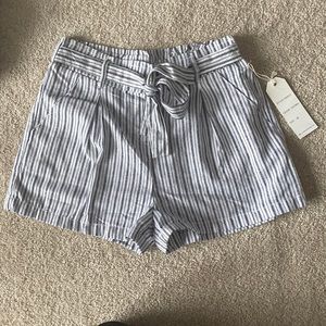 White and blue striped shorts, size medium